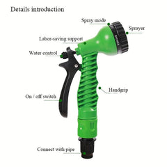 1pc Expandable Garden Hose With Water Gun 7 Function Nozzle