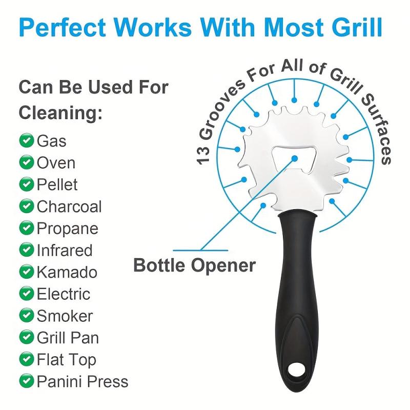 Stainless Steel BBQ Grill Scraper Bristle Safe Barbecue Cleaning Tool