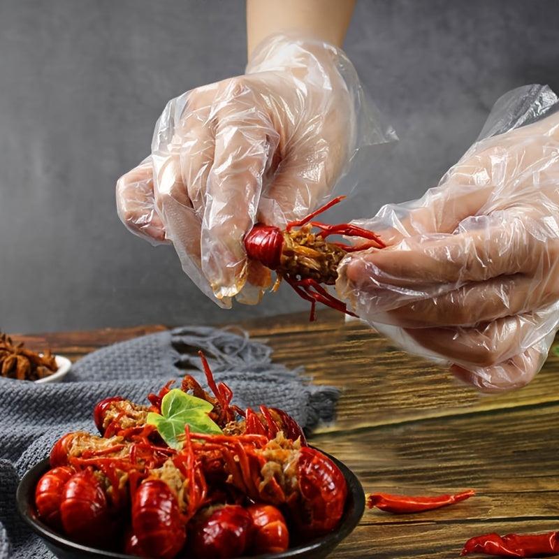 100/200 Transparent Thick Disposable Gloves Food Service BBQ