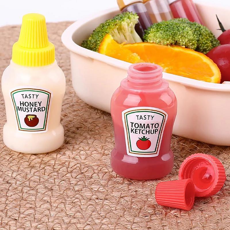 4pcs Mini Ketchup Bottles Portable Container 25ml BBQ Camping