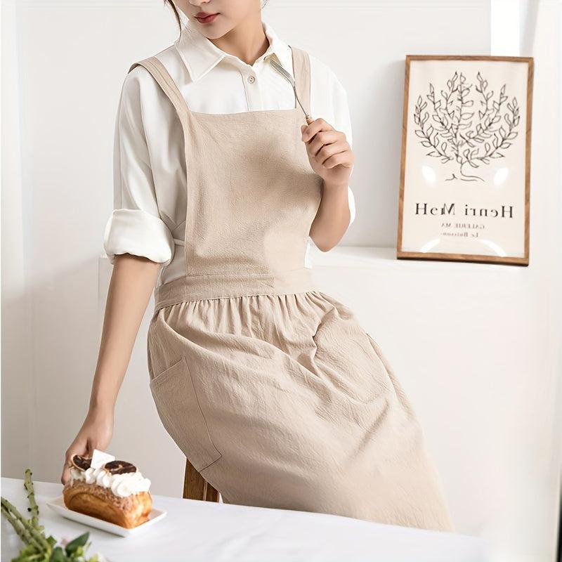 Cross Back Aprons for Women with Pockets - Ideal for Baking, Painting, Gardening