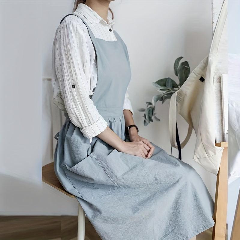 Cross Back Aprons for Women with Pockets - Ideal for Baking, Painting, Gardening