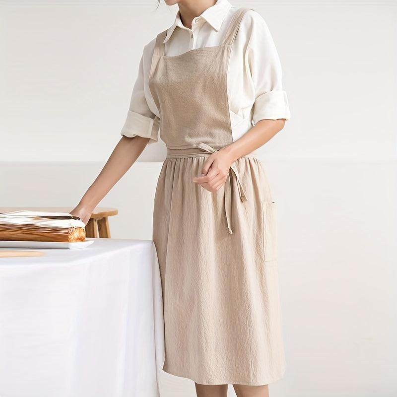 Cross Back Aprons for Women with Pockets - Ideal for Baking, Painting, Gardening