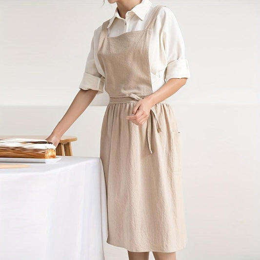 Cross Back Aprons for Women with Pockets - Ideal for Baking, Painting, Gardening