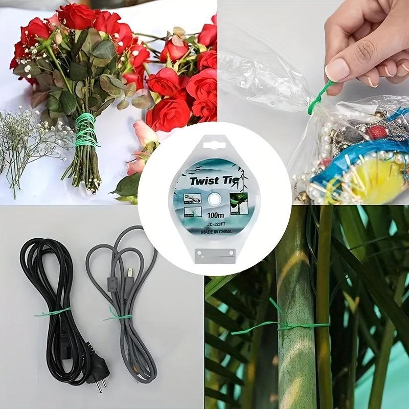 Garden Twist Tie Green Plant Soft Ties Plant Support Wire Tie (1 Roll)