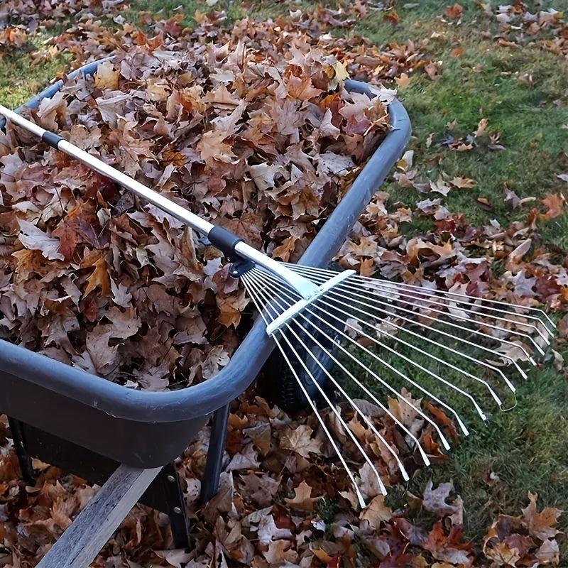 Adjustable Garden Rake Folding Leaf Rake Tool Extendable from 7.5-22 Inch