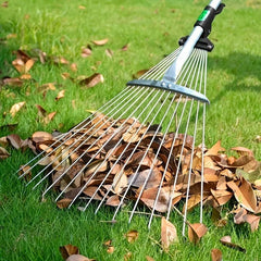Adjustable Garden Rake Folding Leaf Rake Tool Extendable from 7.5-22 Inch