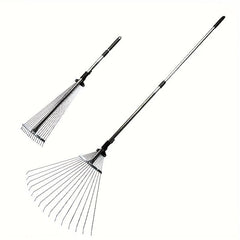 Adjustable Garden Rake Folding Leaf Rake Tool Extendable from 7.5-22 Inch