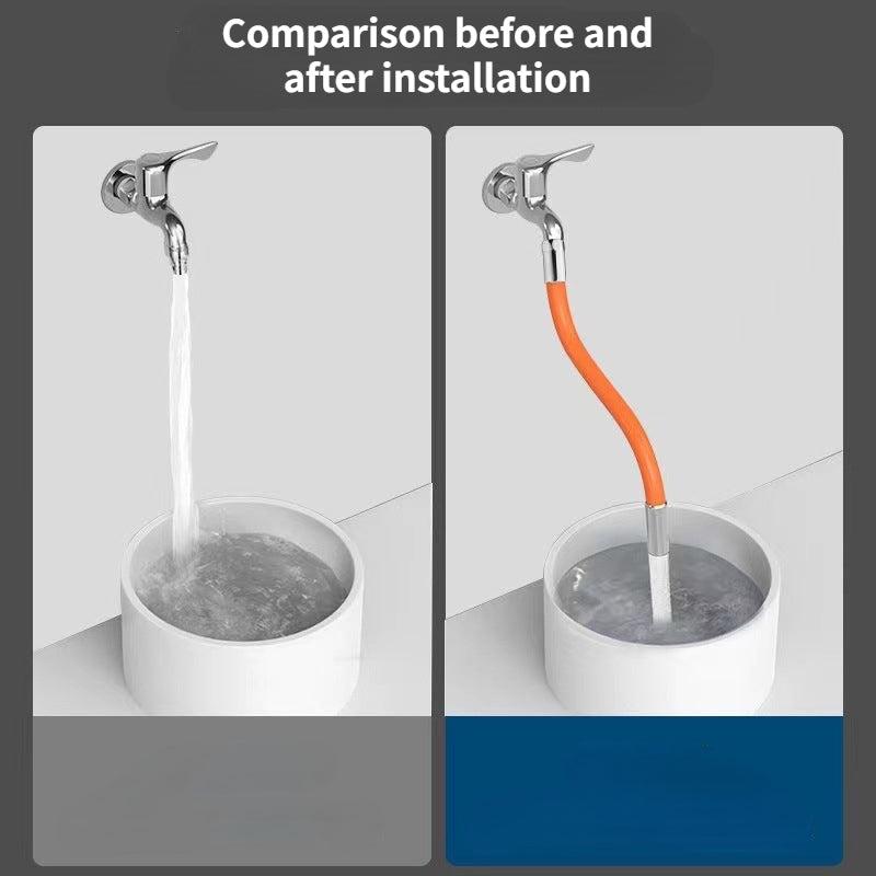 Faucet Extension Hose Splash Proof Water Extender Bendable Shape Swivel Nozzle