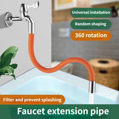 Faucet Extension Hose Splash Proof Water Extender Bendable Shape Swivel Nozzle