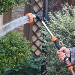 Heavy Duty Metal Garden Hose Wand 8 Spray Patterns Long Hose Nozzle