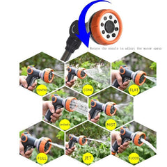 Heavy Duty Metal Garden Hose Wand 8 Spray Patterns Long Hose Nozzle