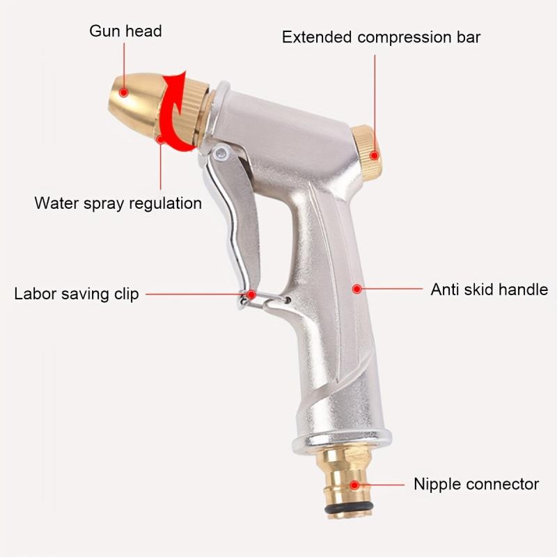 High Pressure Water Spray Gun Metal Brass Nozzle Car Garden Lawn Wash Hose Pipes