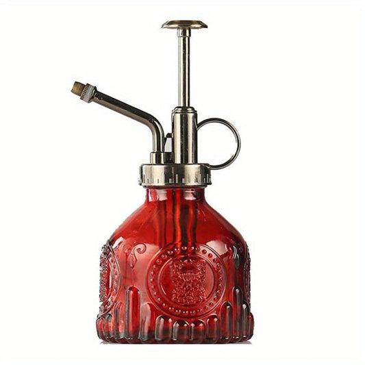 Glass Watering Spray Bottle Vintage Bronze Pump Can Plant Mister Home Decor