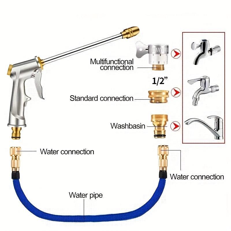 High Pressure Water Gun Garden Hose Nozzle Aluminium Sprayer