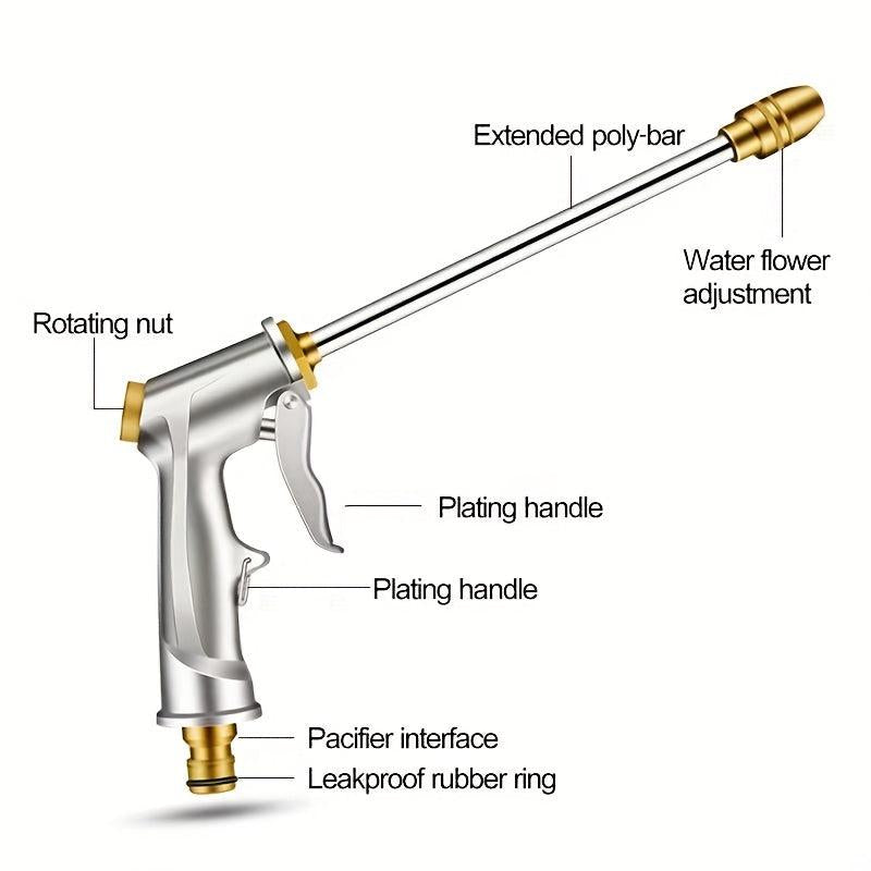 High Pressure Water Gun Garden Hose Nozzle Aluminium Sprayer