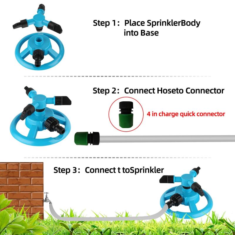 360 Rotating Sprinklers for Garden & Plant Irrigation w/ Nozzle