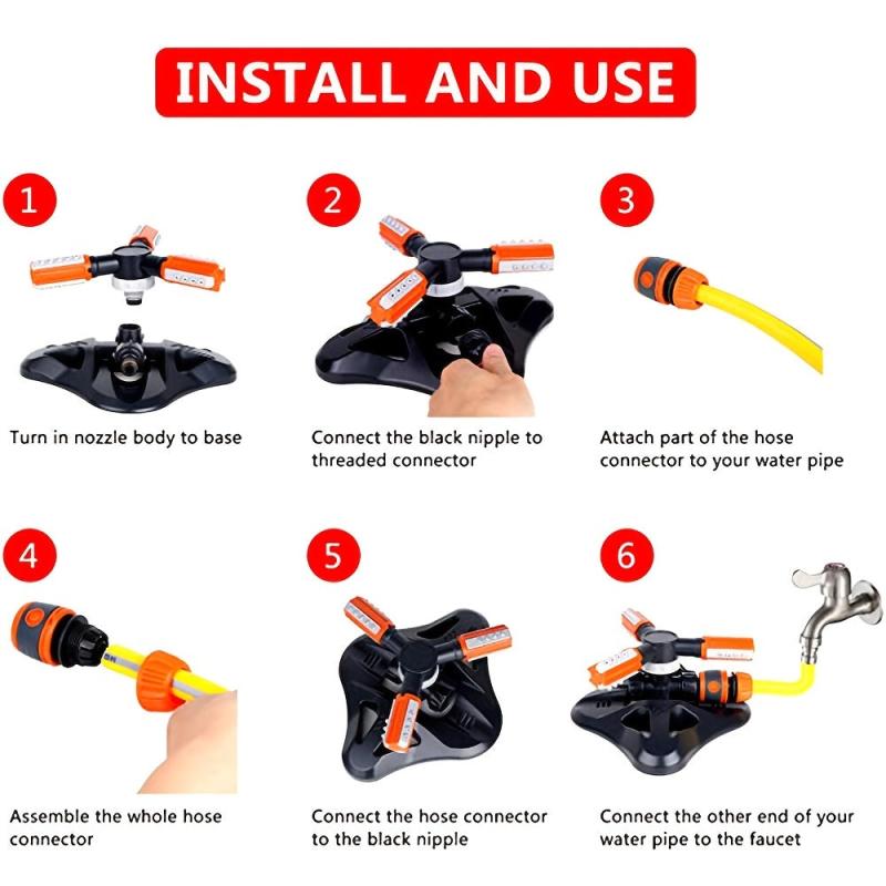360 Rotary Nozzle Automatic Sprinkler System for Lawns and Gardens