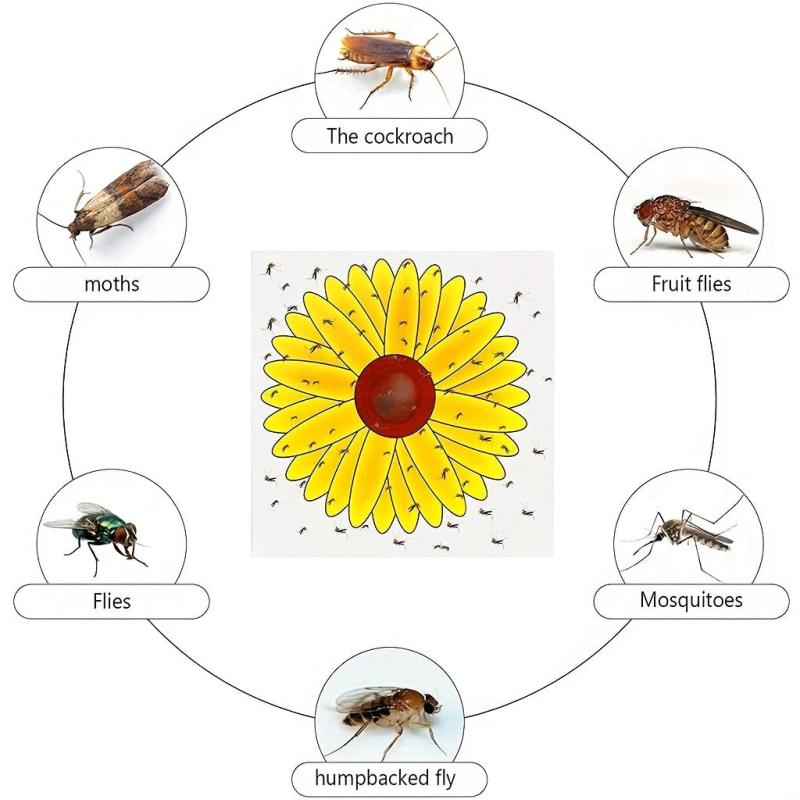 Sunflower Fly Traps Window Stickers, 30pcs, Kid-Friendly