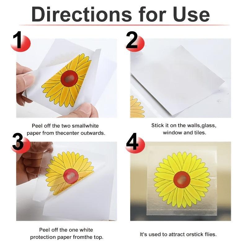 Sunflower Fly Traps Window Stickers, 30pcs, Kid-Friendly