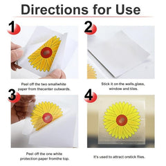 Sunflower Fly Traps Window Stickers, 30pcs, Kid-Friendly