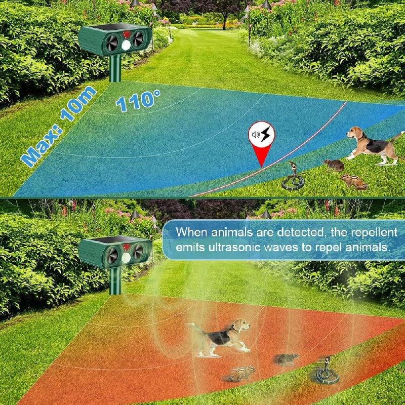 Solar Cat Repeller Ultrasonic Outdoor Waterproof Animal Deterrent