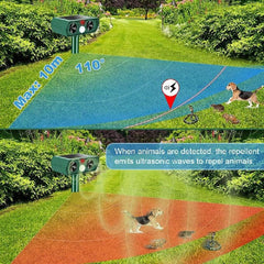 Solar Cat Repeller Ultrasonic Outdoor Waterproof Animal Deterrent