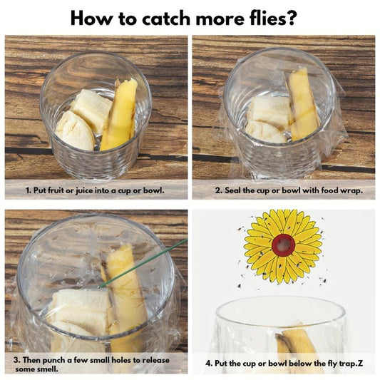 4pcs Indoor Sunflower Fly Catcher Window Fly Sticker