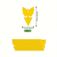 5pcs Butterfly Sticky Insect Board Yellow Fly Sticker Fruit Fly Trap