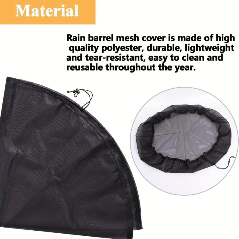 2pcs Mesh Rain Barrel Cover Drawstring Buckets Netting