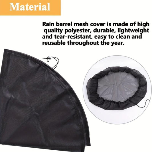 2pcs Mesh Rain Barrel Cover Drawstring Buckets Netting