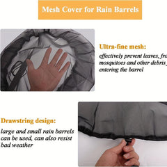2pcs Mesh Rain Barrel Cover Drawstring Buckets Netting