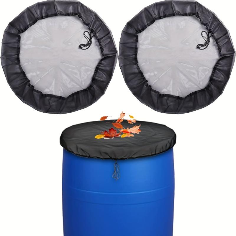 2pcs Mesh Rain Barrel Cover Drawstring Buckets Netting