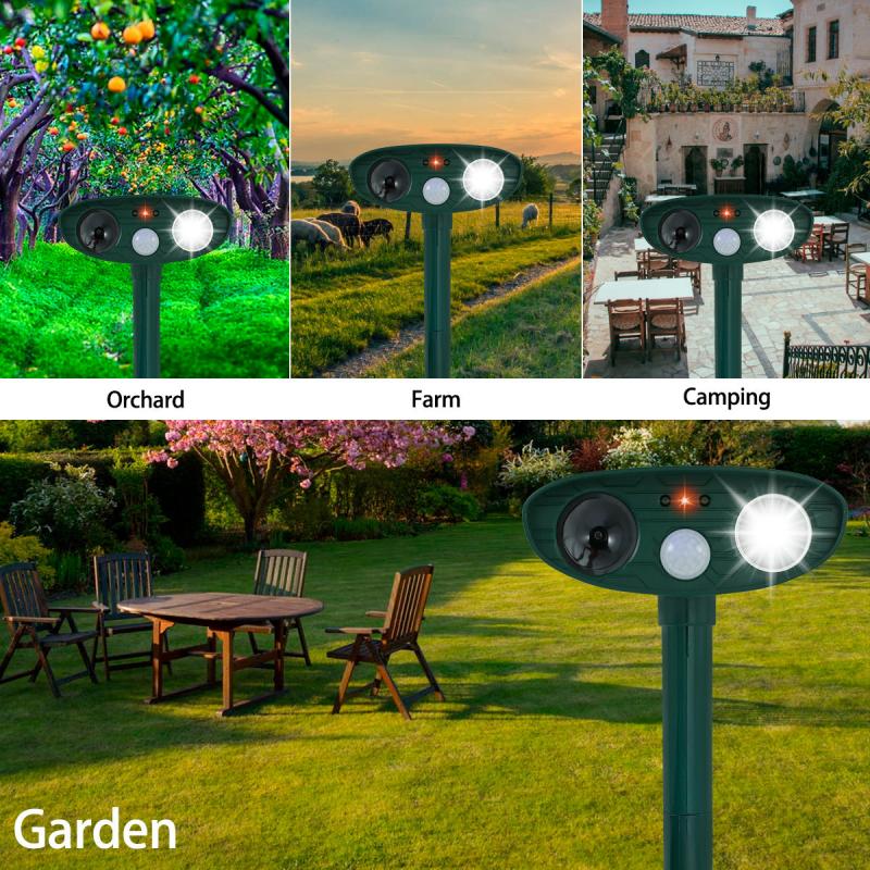 Solar Ultrasonic Animal Repellant Waterproof Deterrent