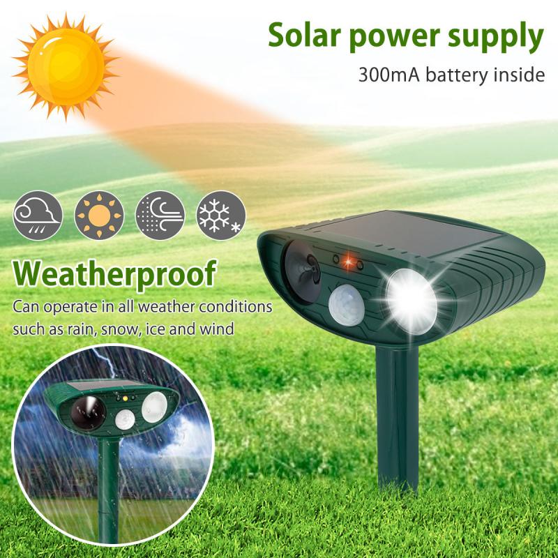 Solar Ultrasonic Animal Repellant Waterproof Deterrent