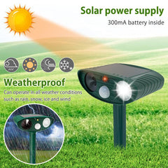 Solar Ultrasonic Animal Repellant Waterproof Deterrent