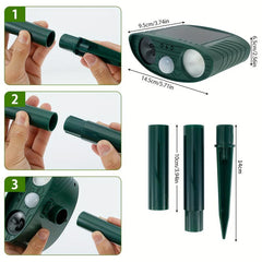 Solar Ultrasonic Animal Repellant Waterproof Deterrent