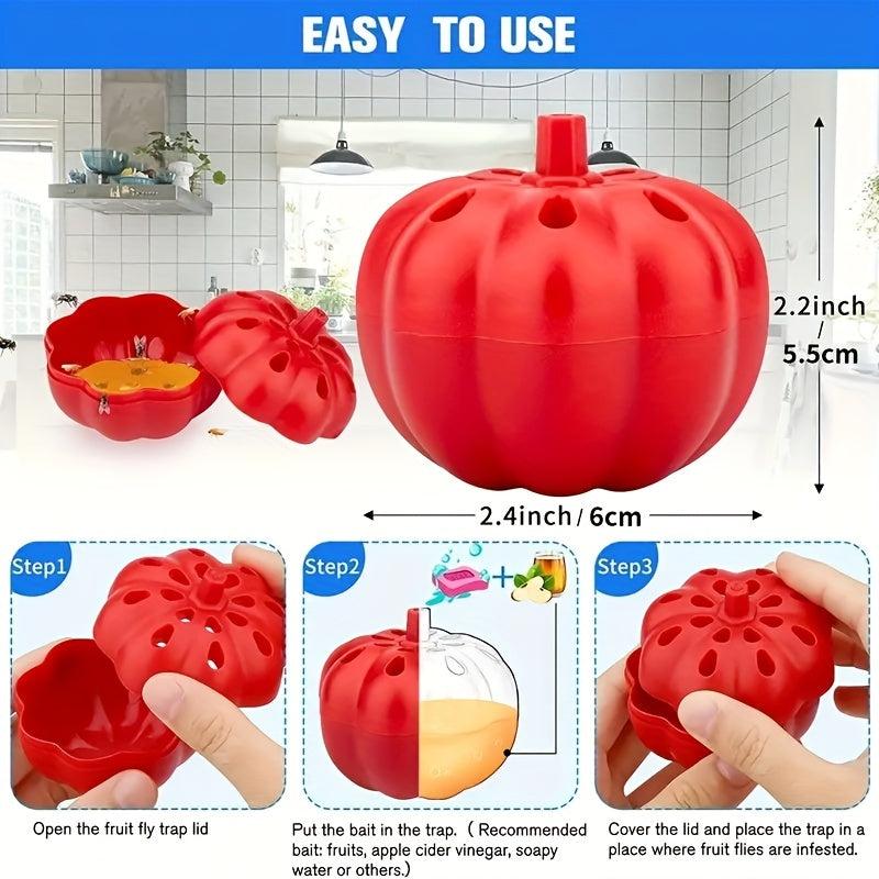 2pcs Fruit Fly Trap Pumpkin Shape For Home Kitchen Non Toxic Gnat Killer