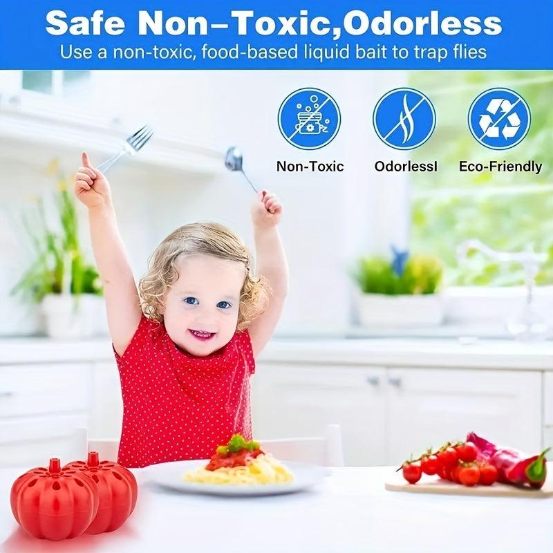 2pcs Fruit Fly Trap Pumpkin Shape For Home Kitchen Non Toxic Gnat Killer