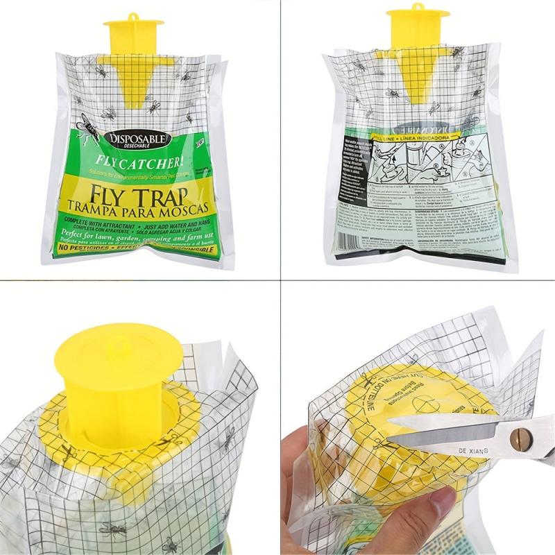 6pcs Outdoor Hanging Fly Trap Disposable Horse Ranch Fly Trap Bag