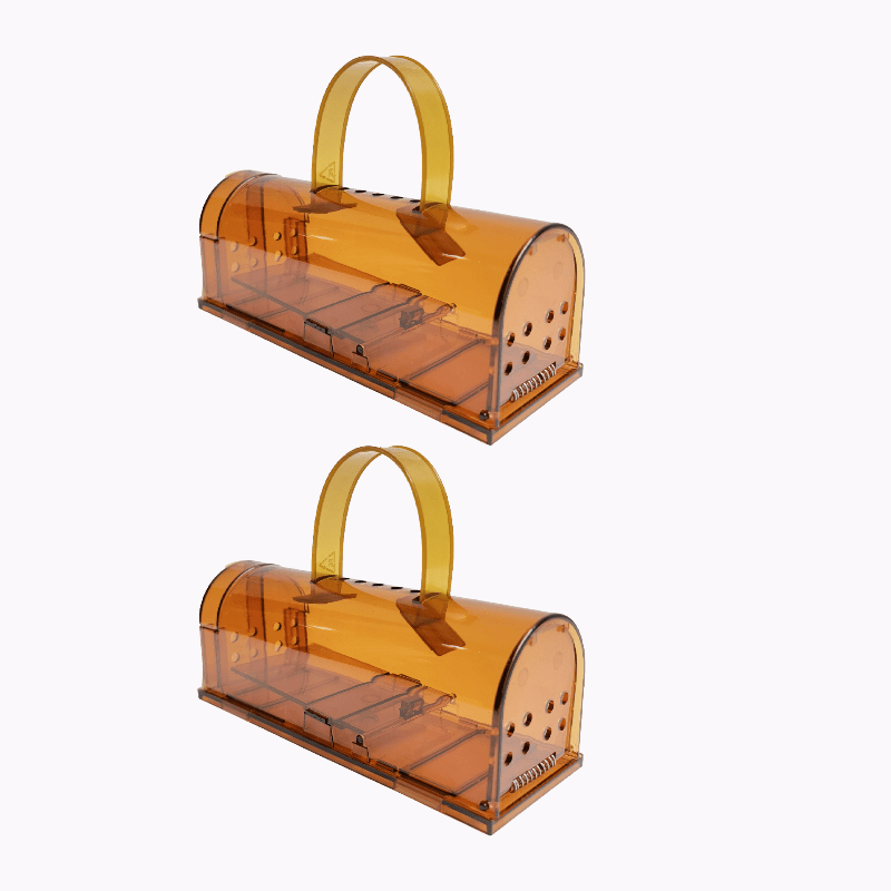 2-Pack Small Live Mouse Traps w/ Carrying Handle, Reusable Indoor/Outdoor Mous