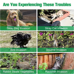 Solar Powered Ultrasonic Animal Repeller with Motion Sensor & Lights