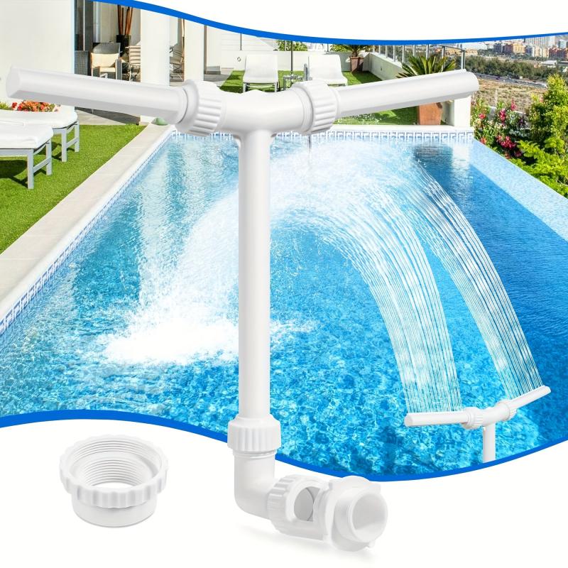 Pool Waterfall Fountain w/ 2 Adjustable Heads