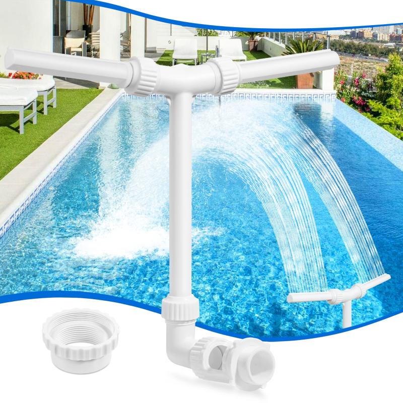 Pool Waterfall Fountain w/ 2 Adjustable Heads