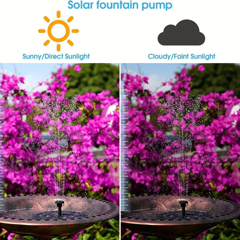 Solar Bird Bath Fountain w/ 6 Nozzles & 1500mAh