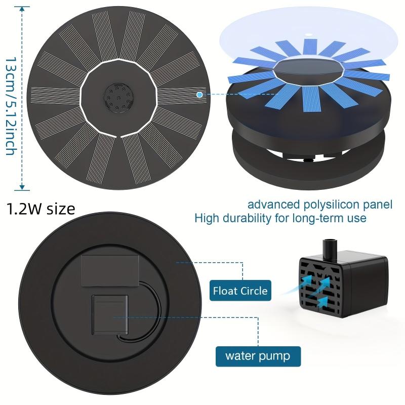 5W Solar Fountain Pump with 6 Nozzles for Bird Baths Ponds Gardens Fish Tanks