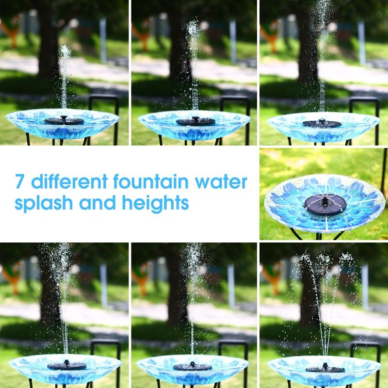3W Solar Fountain Water Pump with LED, 160mm Panel & 7 Nozzles