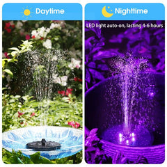 3W Solar Fountain Water Pump with LED, 160mm Panel & 7 Nozzles