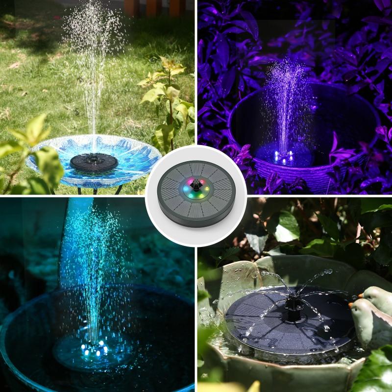 3W Solar Fountain Water Pump with LED, 160mm Panel & 7 Nozzles