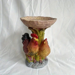 Outdoor Bird Feeder Bird Bath Garden Decor Dog Rooster Ornament